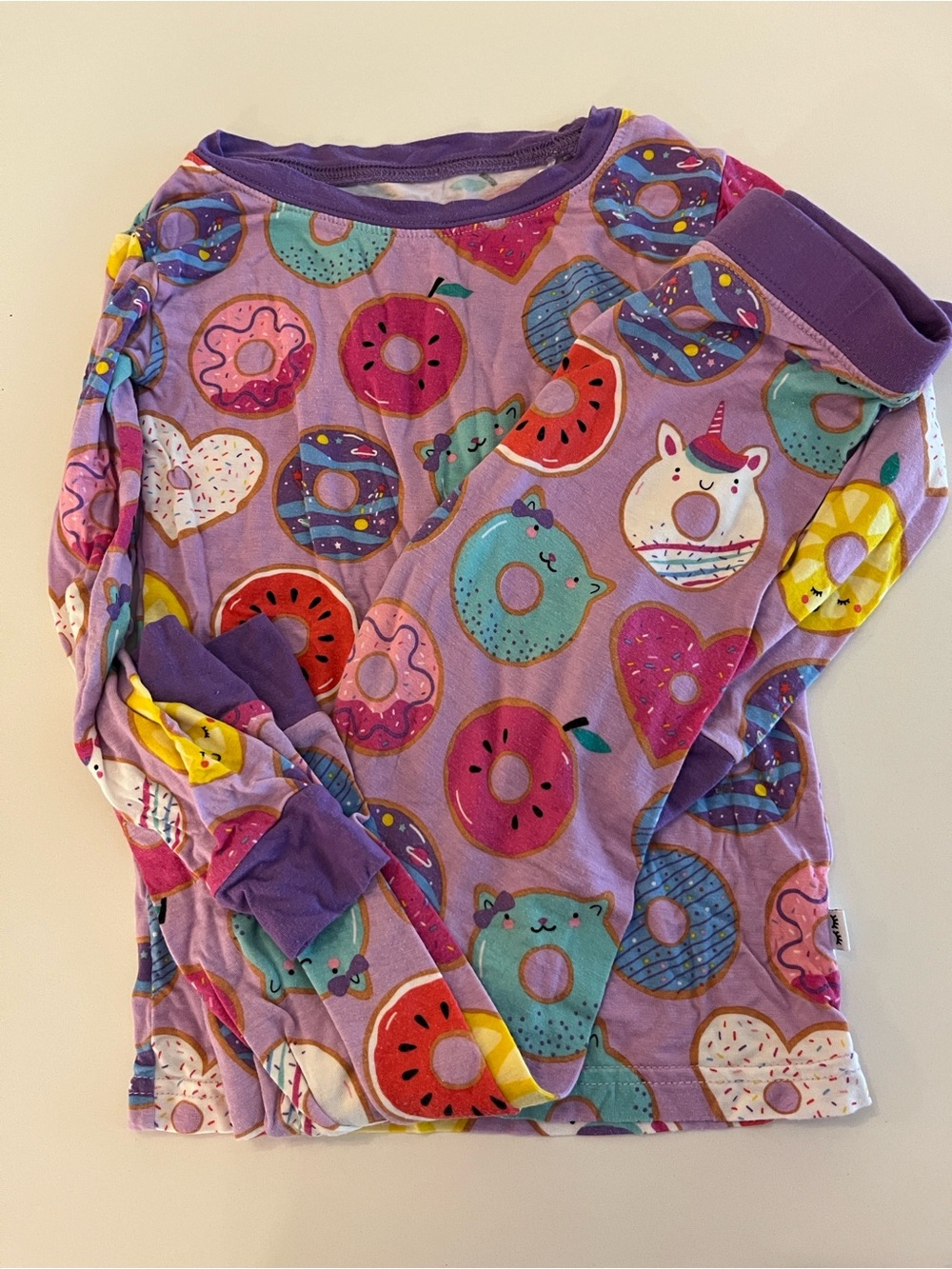 Little Sleepies Purple Donut & Fruit Print Girls Pajama Top